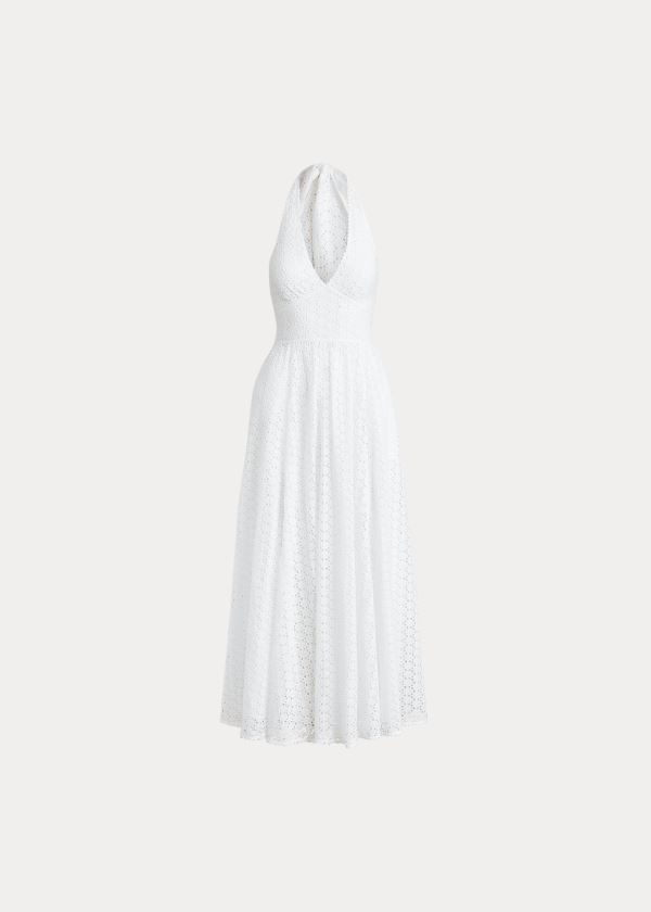 Vestido Polo Ralph Lauren Eyelet Algodão Halter Mulher 15478-ZFQD